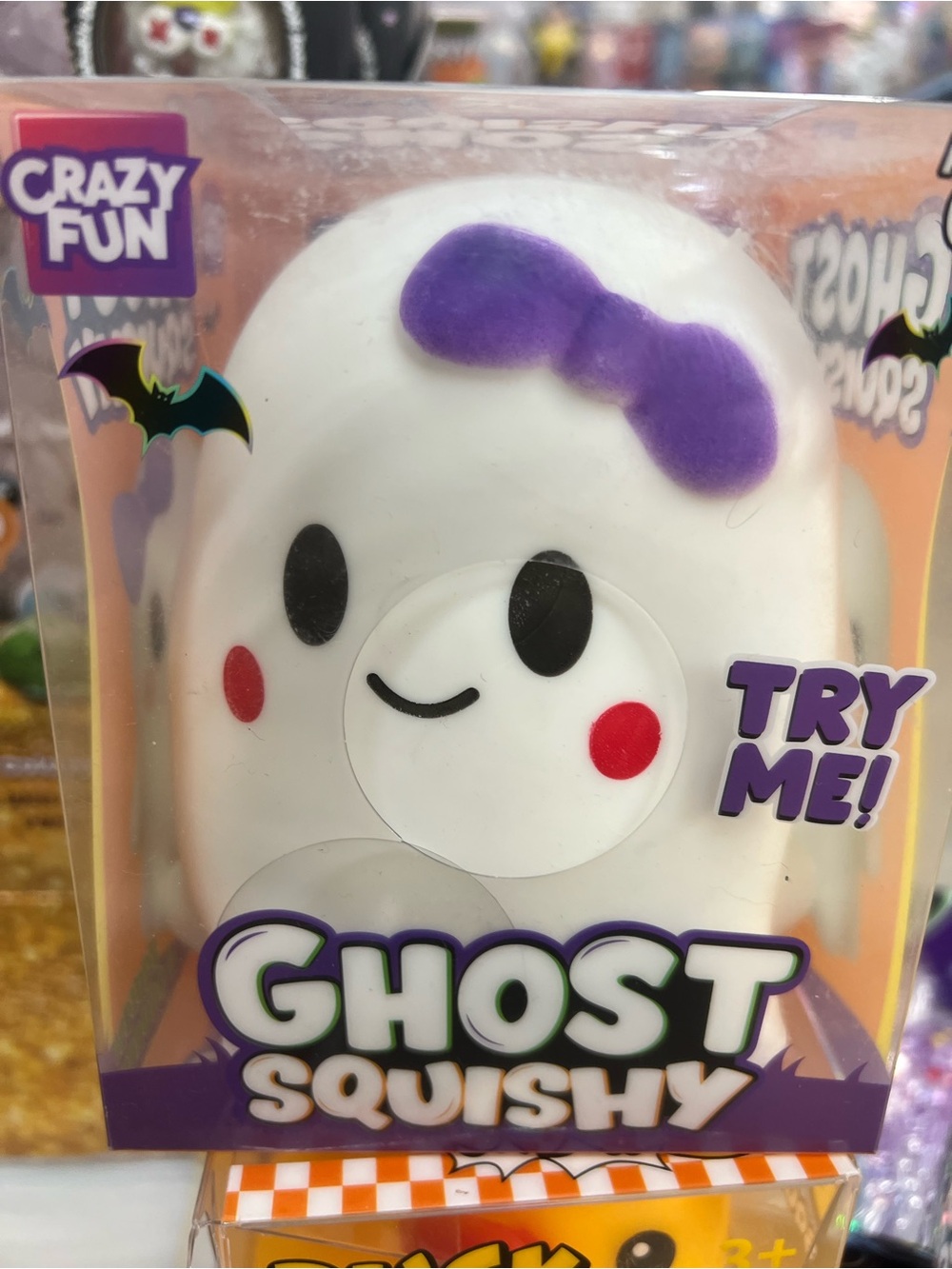 Ghost Squishy Plush - White & Purple Bow